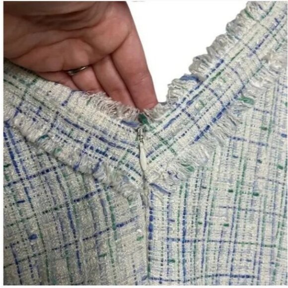 David Meister Tweed Fringe Sleeveless Preppy Feminine Dress Size 12 - Picture 3 of 9